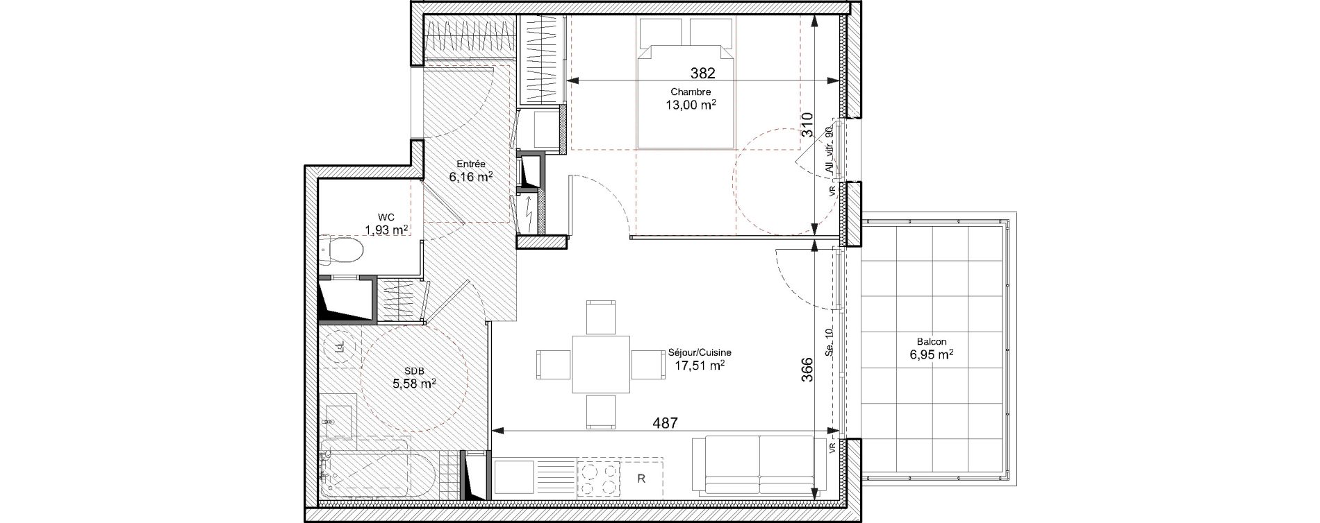 Appartement T2 de 44,18 m2 &agrave; Chasse-Sur-Rh&ocirc;ne Centre