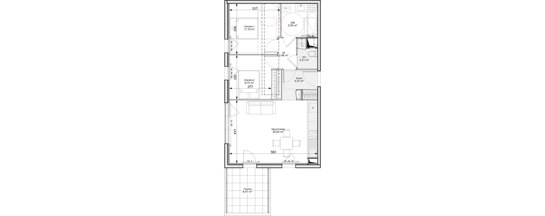 Appartement T3 de 59,24 m2 &agrave; Chasse-Sur-Rh&ocirc;ne Centre