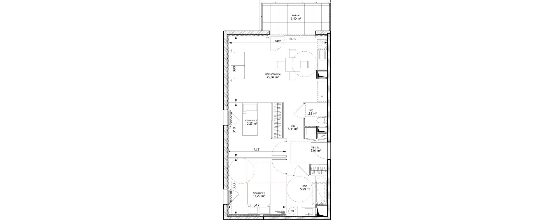 Appartement T3 de 58,99 m2 &agrave; Chasse-Sur-Rh&ocirc;ne Centre