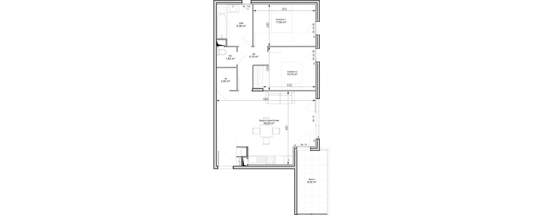 Appartement T3 de 66,87 m2 &agrave; Chasse-Sur-Rh&ocirc;ne Centre