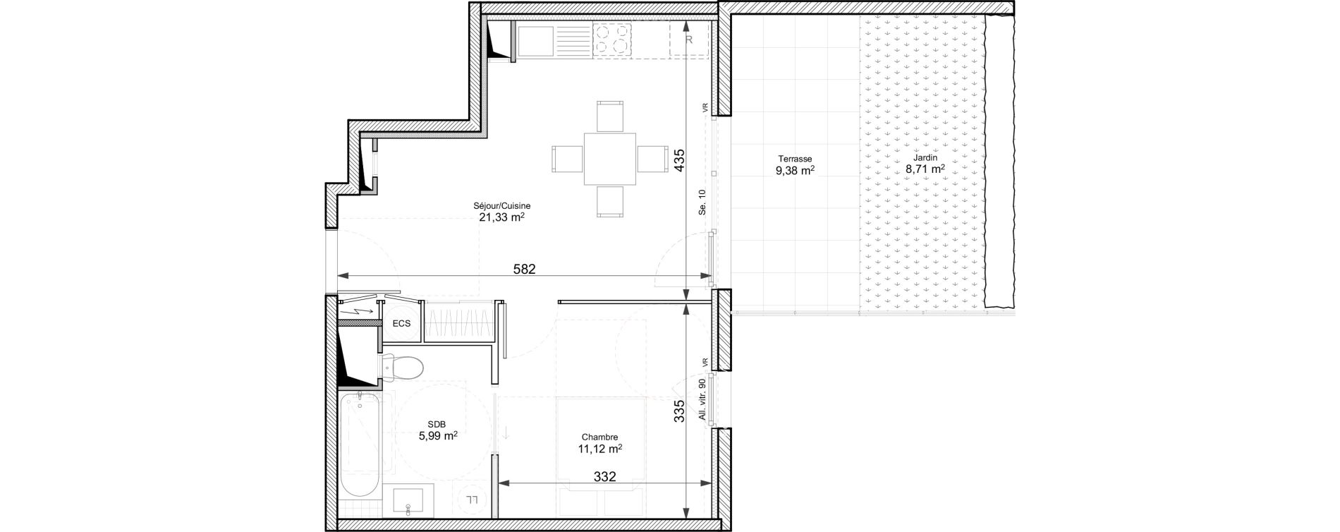 Appartement T2 de 38,44 m2 &agrave; Chasse-Sur-Rh&ocirc;ne Centre