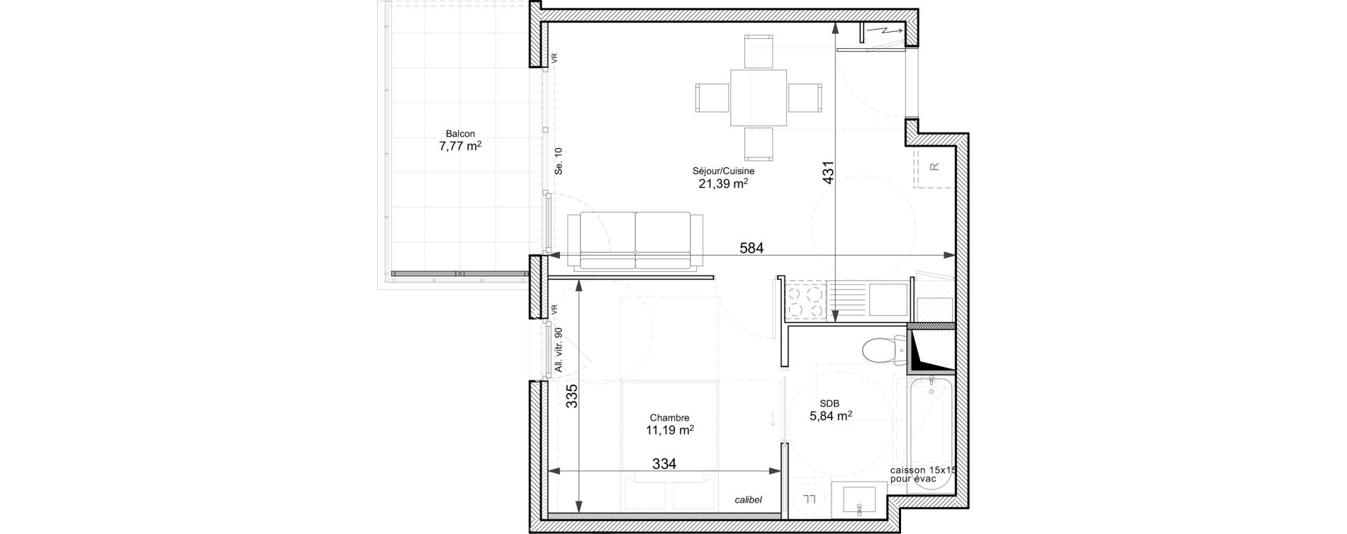 Appartement T2 de 38,42 m2 &agrave; Chasse-Sur-Rh&ocirc;ne Centre