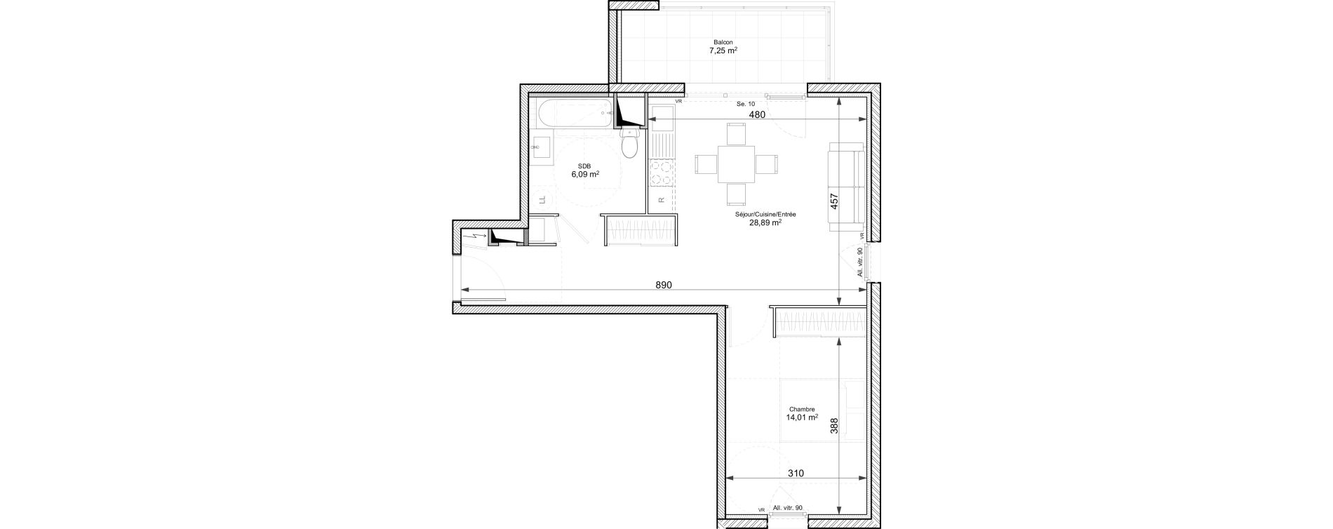 Appartement T2 de 48,99 m2 &agrave; Chasse-Sur-Rh&ocirc;ne Centre