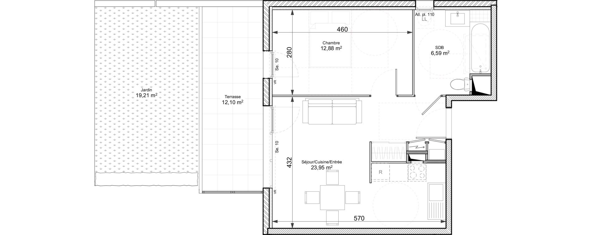 Appartement T2 de 43,42 m2 &agrave; Chasse-Sur-Rh&ocirc;ne Centre
