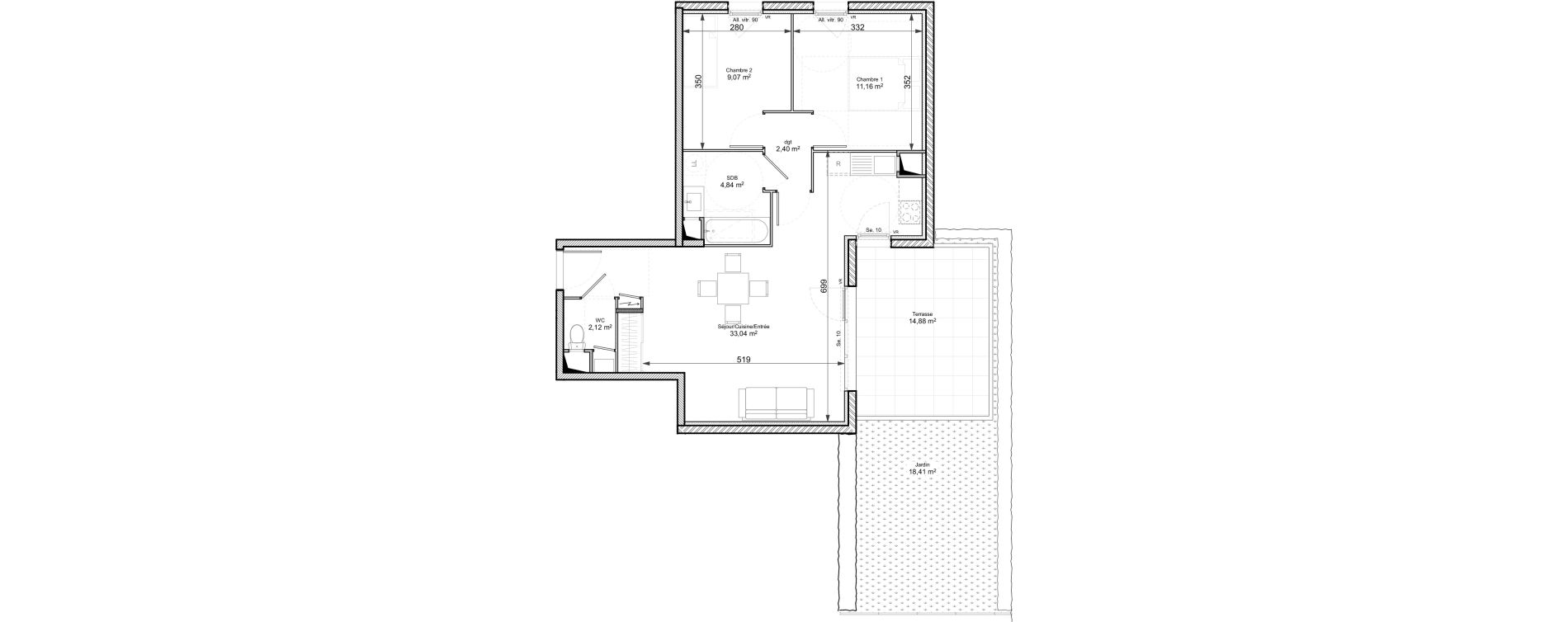 Appartement T3 de 62,63 m2 &agrave; Chasse-Sur-Rh&ocirc;ne Centre