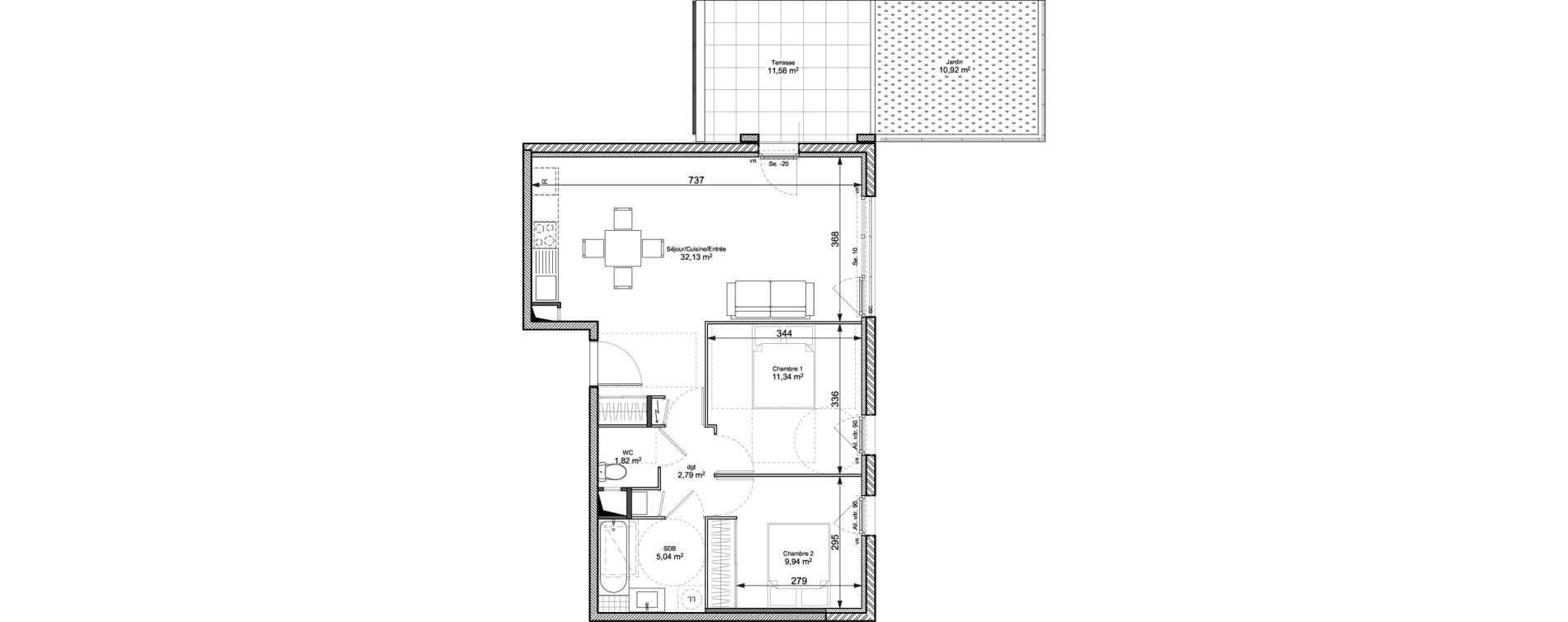 Appartement T3 de 63,06 m2 &agrave; Chasse-Sur-Rh&ocirc;ne Centre