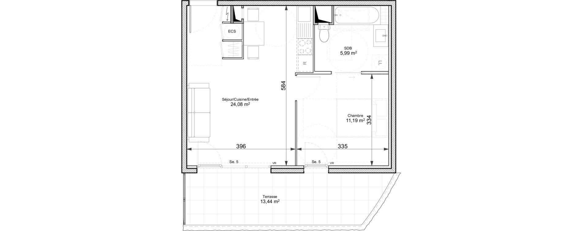 Appartement T2 de 41,26 m2 &agrave; Chasse-Sur-Rh&ocirc;ne Centre