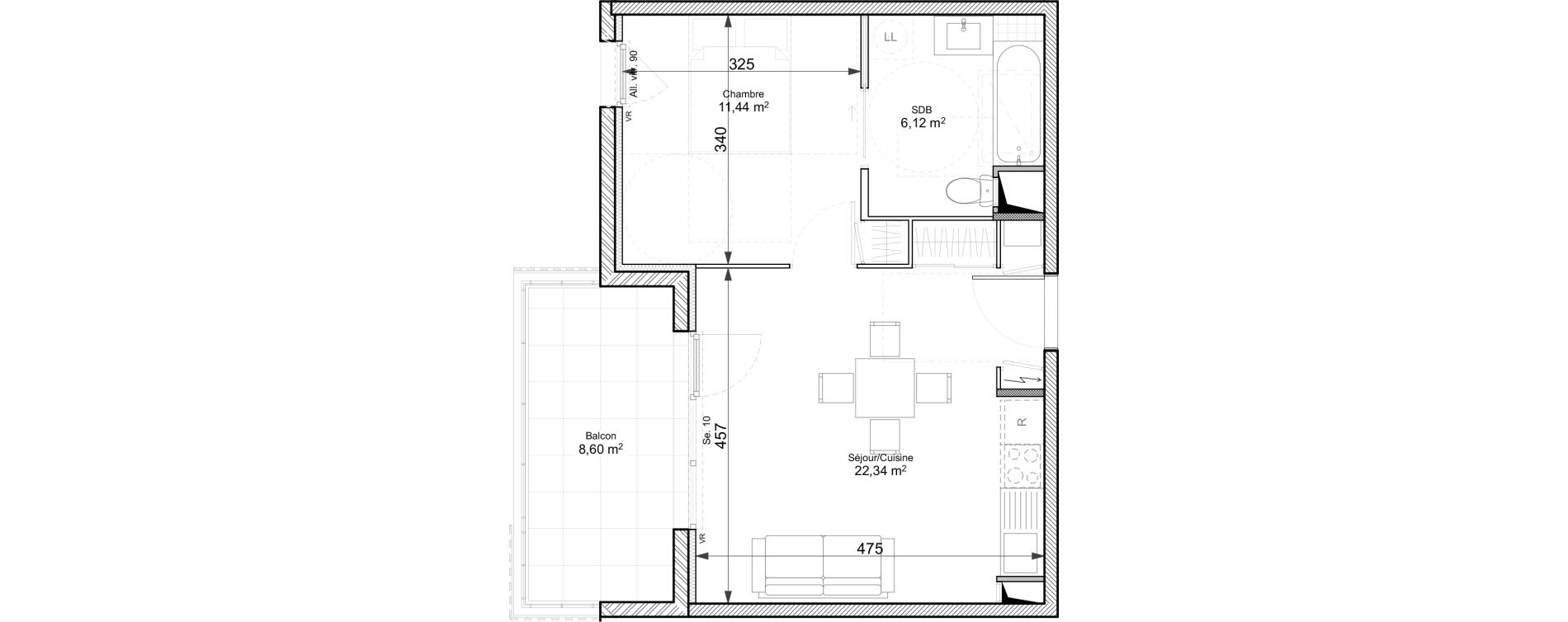 Appartement T2 de 39,90 m2 &agrave; Chasse-Sur-Rh&ocirc;ne Centre