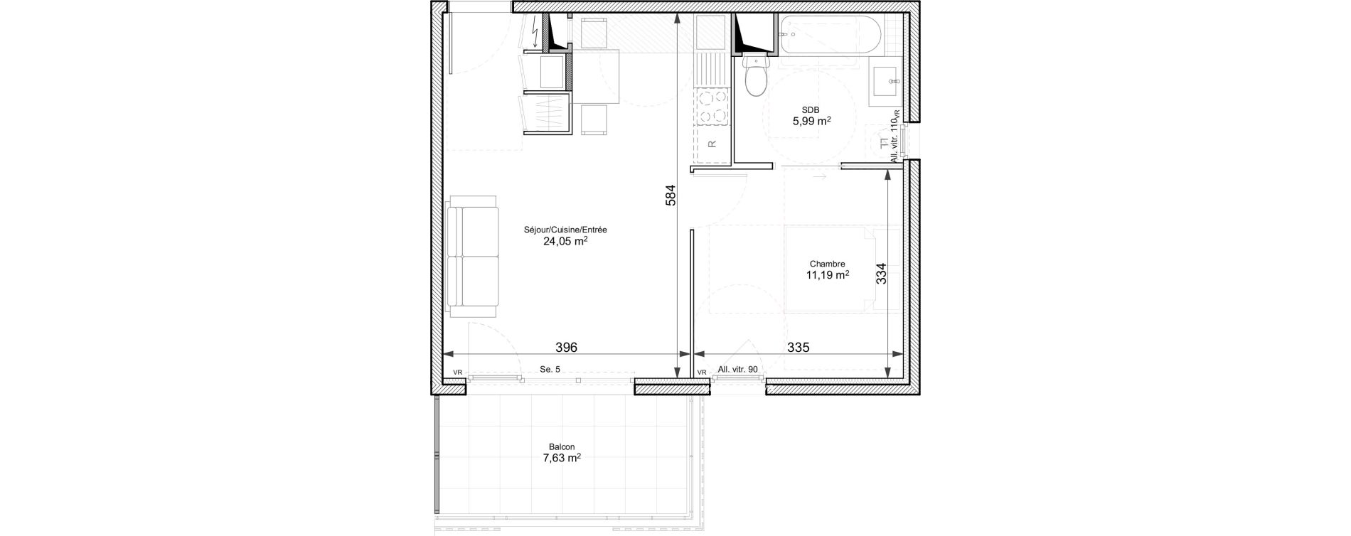 Appartement T2 de 41,23 m2 &agrave; Chasse-Sur-Rh&ocirc;ne Centre