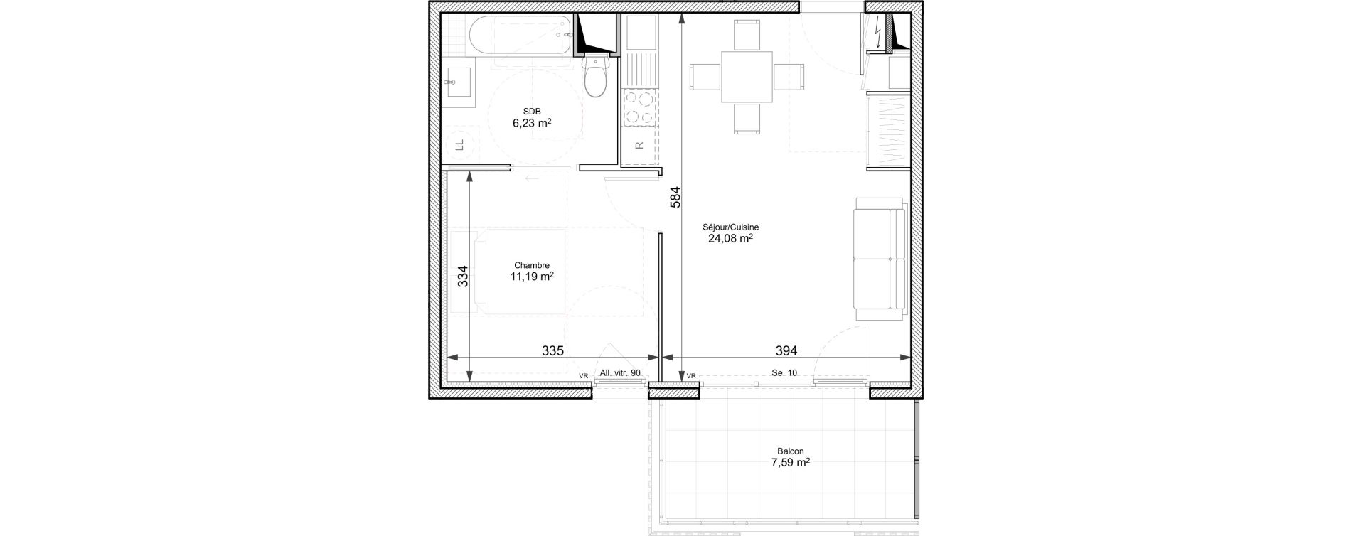 Appartement T2 de 41,50 m2 &agrave; Chasse-Sur-Rh&ocirc;ne Centre