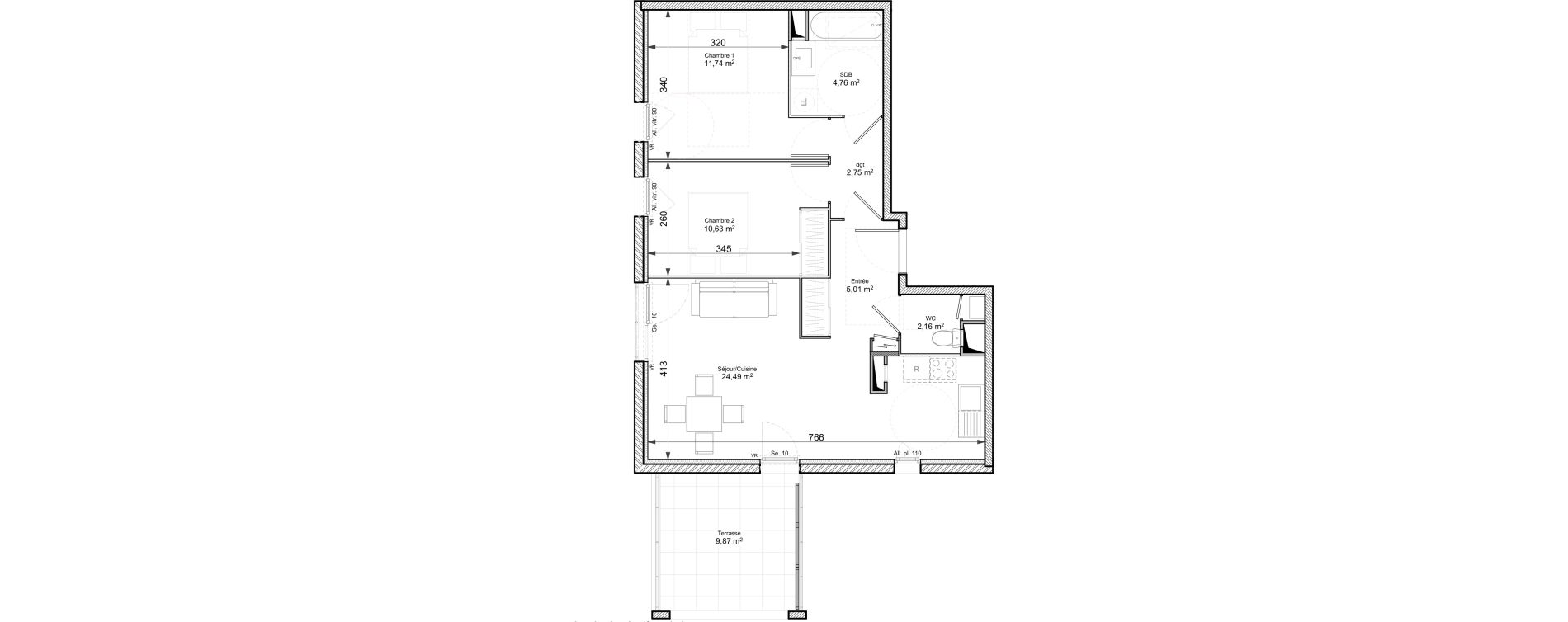Appartement T3 de 61,54 m2 &agrave; Chasse-Sur-Rh&ocirc;ne Centre