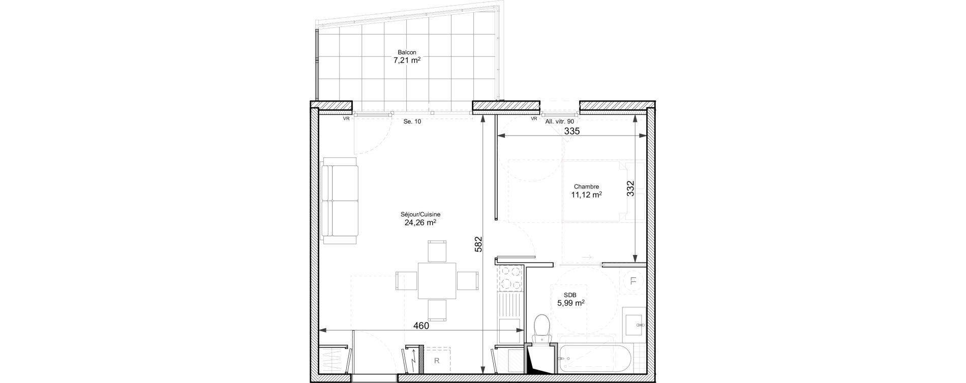 Appartement T2 de 41,37 m2 &agrave; Chasse-Sur-Rh&ocirc;ne Centre