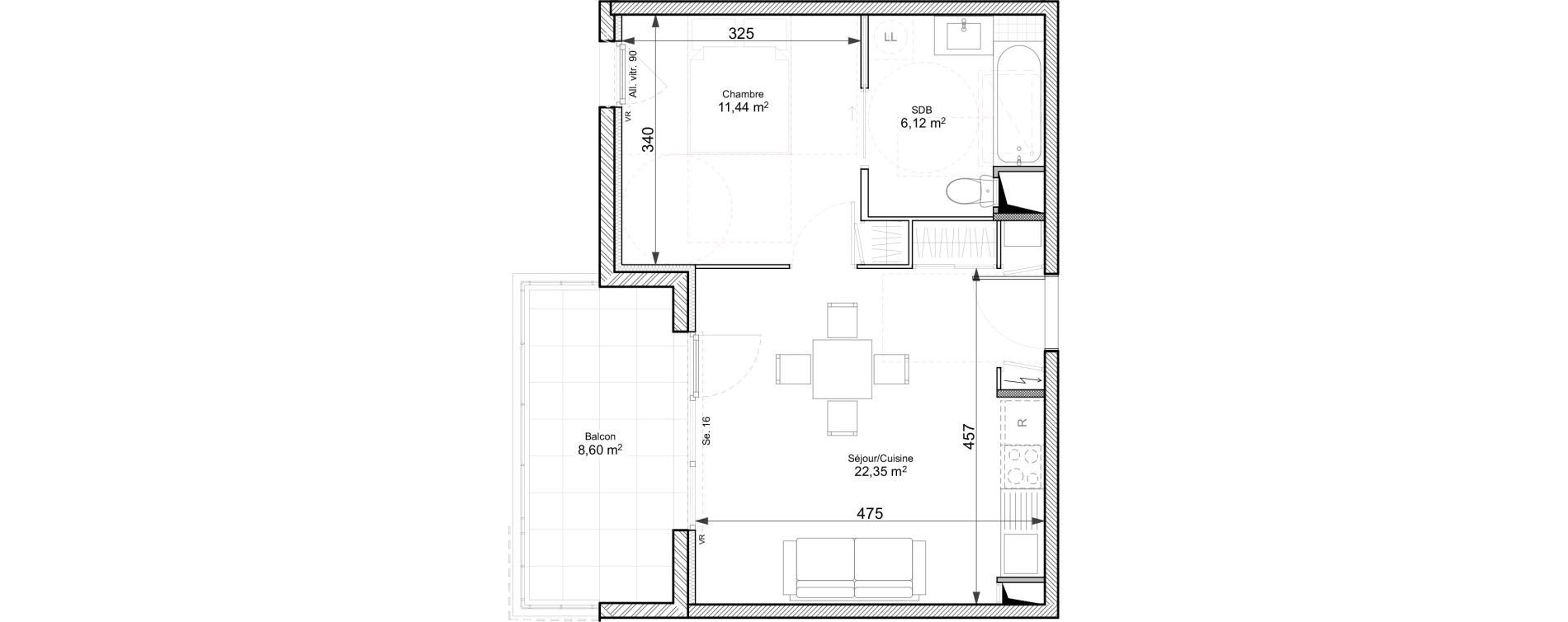 Appartement T2 de 39,91 m2 &agrave; Chasse-Sur-Rh&ocirc;ne Centre