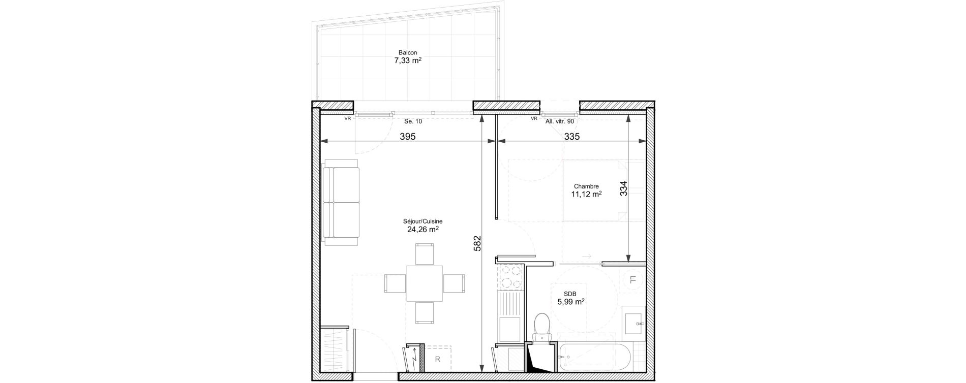 Appartement T2 de 41,37 m2 &agrave; Chasse-Sur-Rh&ocirc;ne Centre