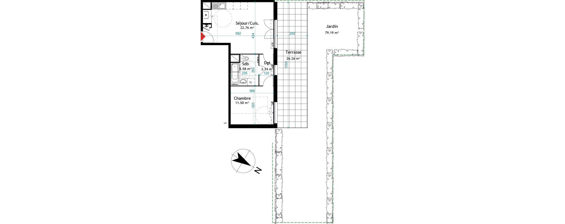 Appartement T2 de 42,98 m2 &agrave; Chasse-Sur-Rh&ocirc;ne Centre