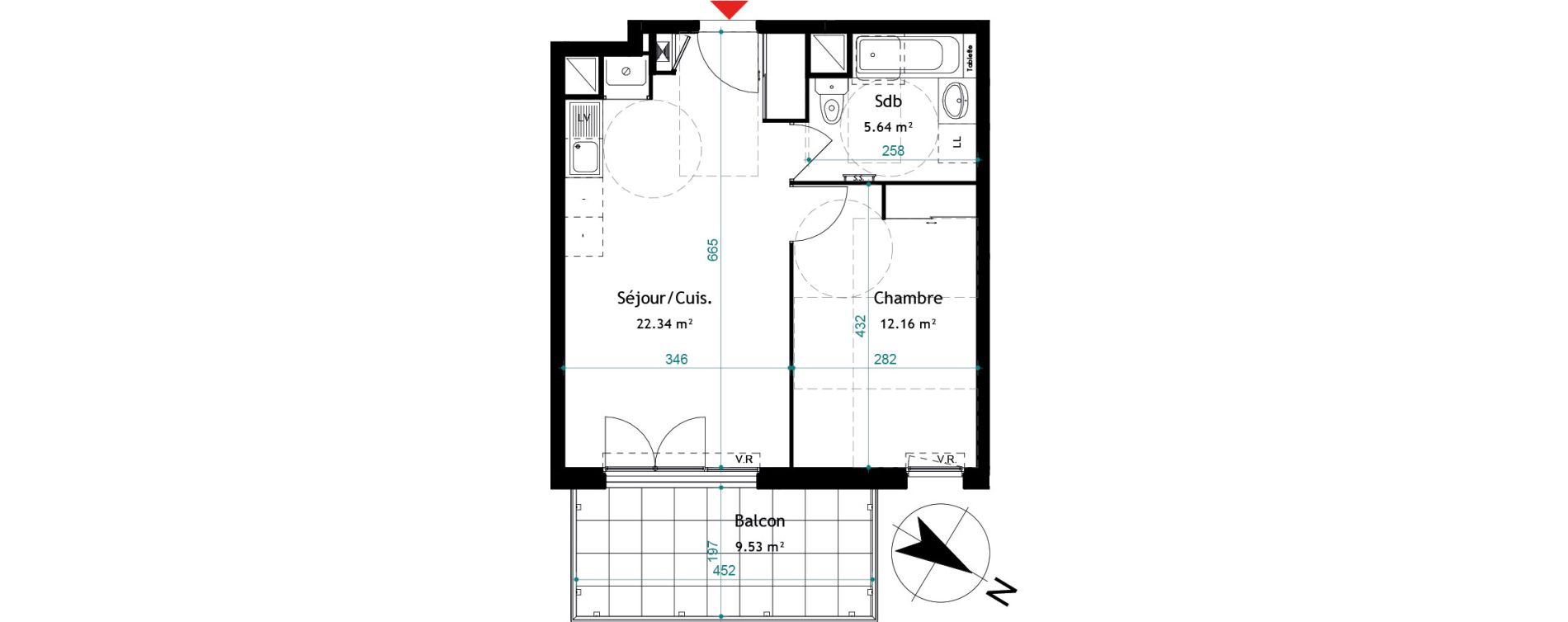 Appartement T2 de 40,14 m2 &agrave; Chasse-Sur-Rh&ocirc;ne Centre