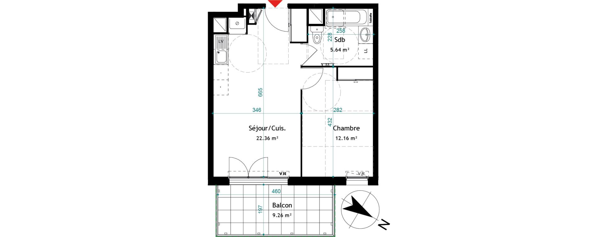 Appartement T2 de 40,16 m2 &agrave; Chasse-Sur-Rh&ocirc;ne Centre
