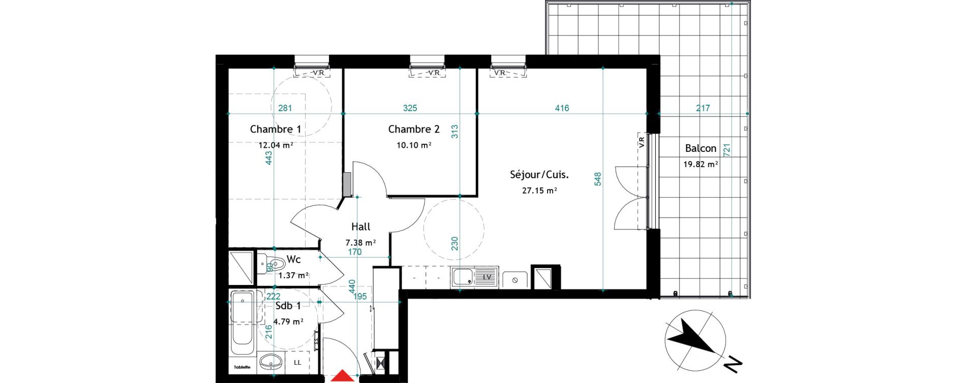Appartement T3 de 62,83 m2 &agrave; Chasse-Sur-Rh&ocirc;ne Centre