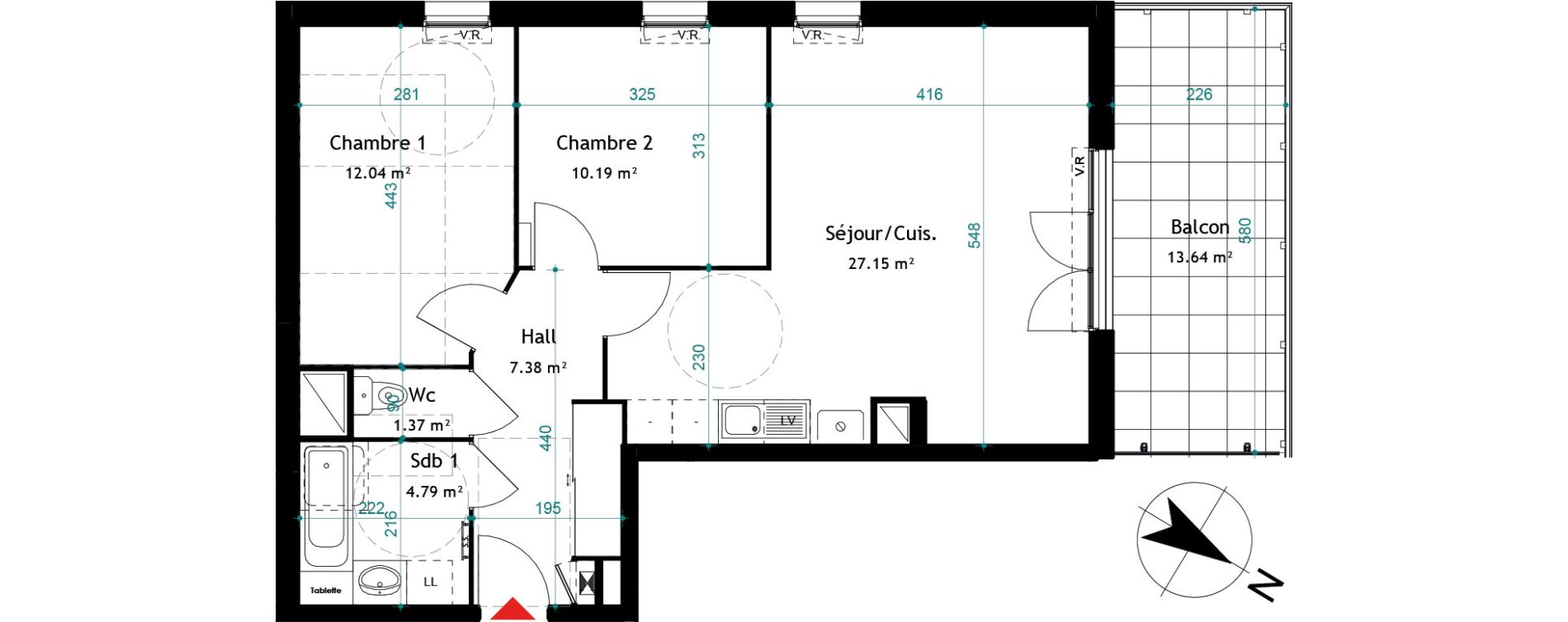 Appartement T3 de 62,92 m2 &agrave; Chasse-Sur-Rh&ocirc;ne Centre
