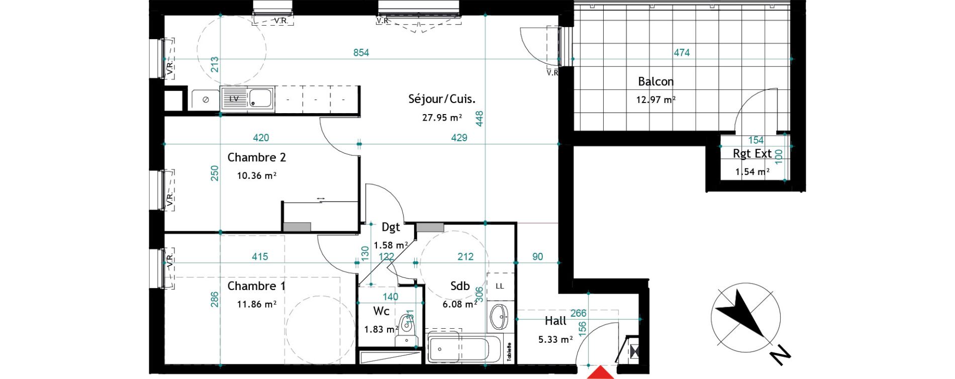 Appartement T3 de 64,99 m2 &agrave; Chasse-Sur-Rh&ocirc;ne Centre