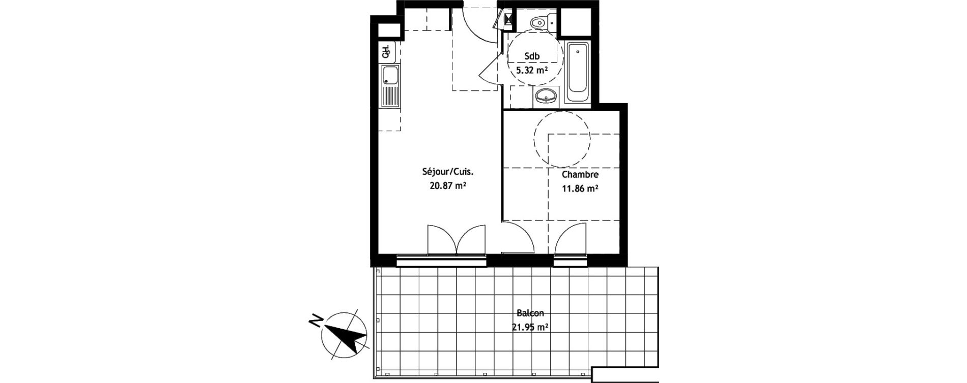 Appartement T2 de 38,05 m2 &agrave; Chasse-Sur-Rh&ocirc;ne Centre