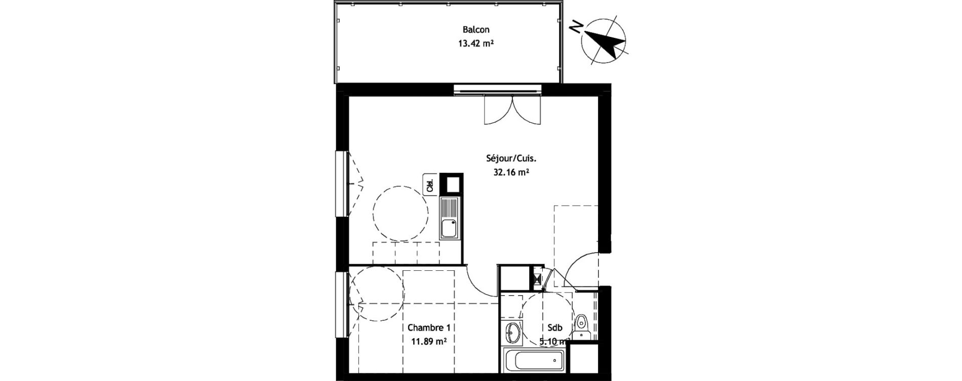 Appartement T2 de 49,15 m2 &agrave; Chasse-Sur-Rh&ocirc;ne Centre