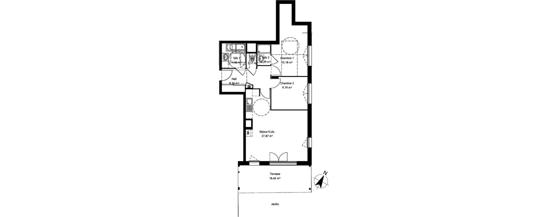 Appartement T3 de 68,50 m2 &agrave; Chasse-Sur-Rh&ocirc;ne Centre