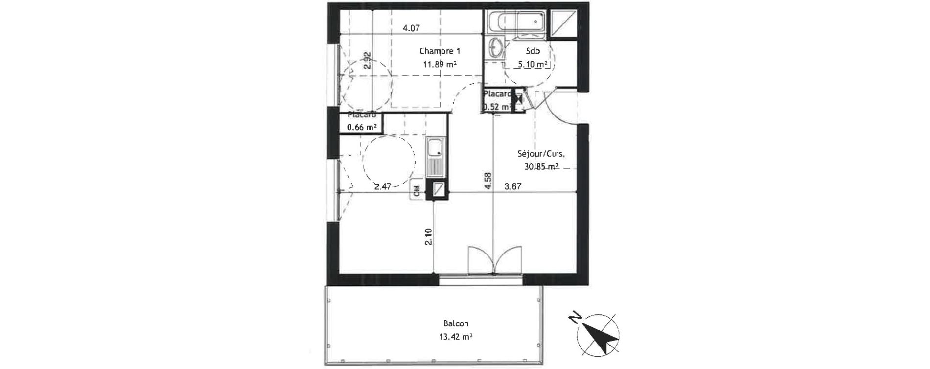 Appartement T2 de 49,02 m2 &agrave; Chasse-Sur-Rh&ocirc;ne Centre