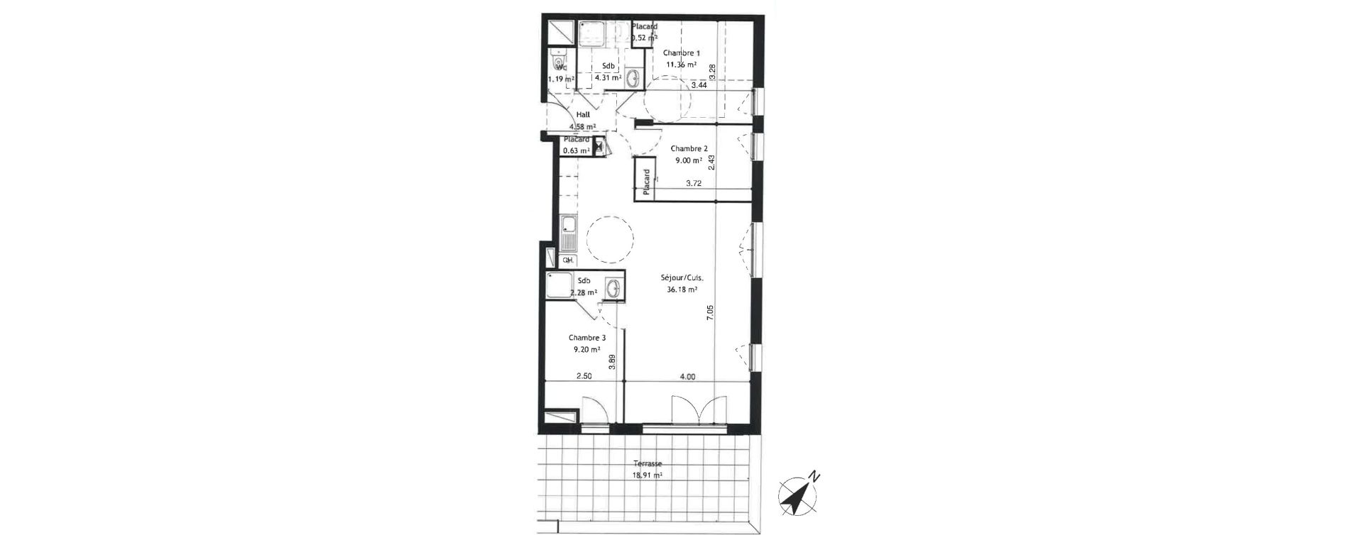 Appartement T4 de 79,25 m2 &agrave; Chasse-Sur-Rh&ocirc;ne Centre
