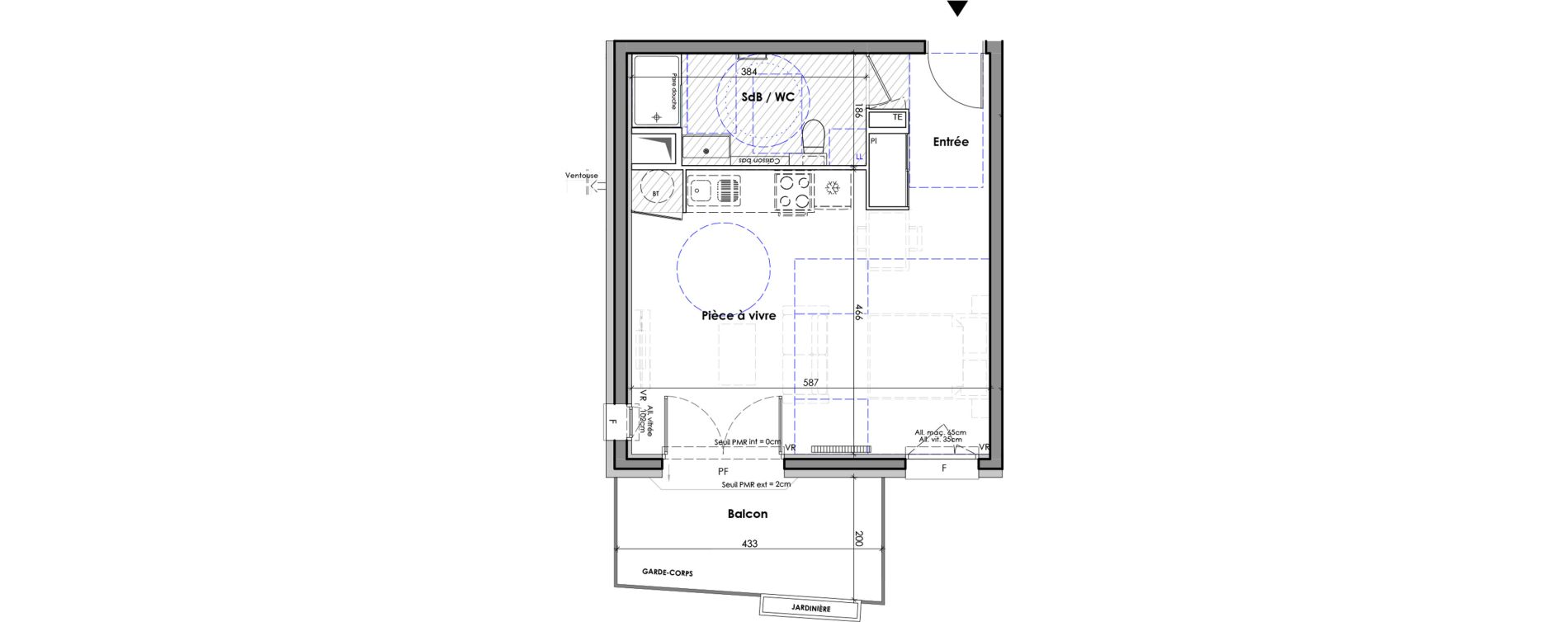 Appartement T1 de 37,00 m2 &agrave; Claix Centre bourg