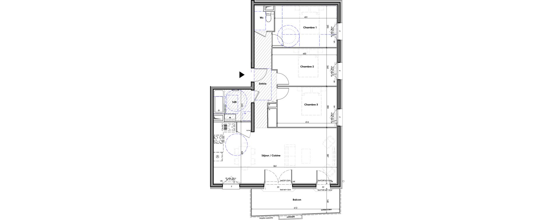 Appartement T4 de 87,00 m2 &agrave; Claix Centre bourg