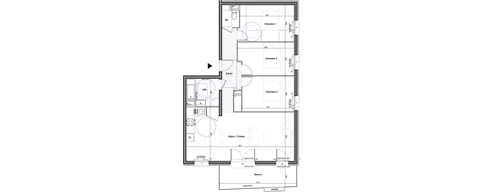 Appartement T4 de 87,00 m2 &agrave; Claix Centre bourg