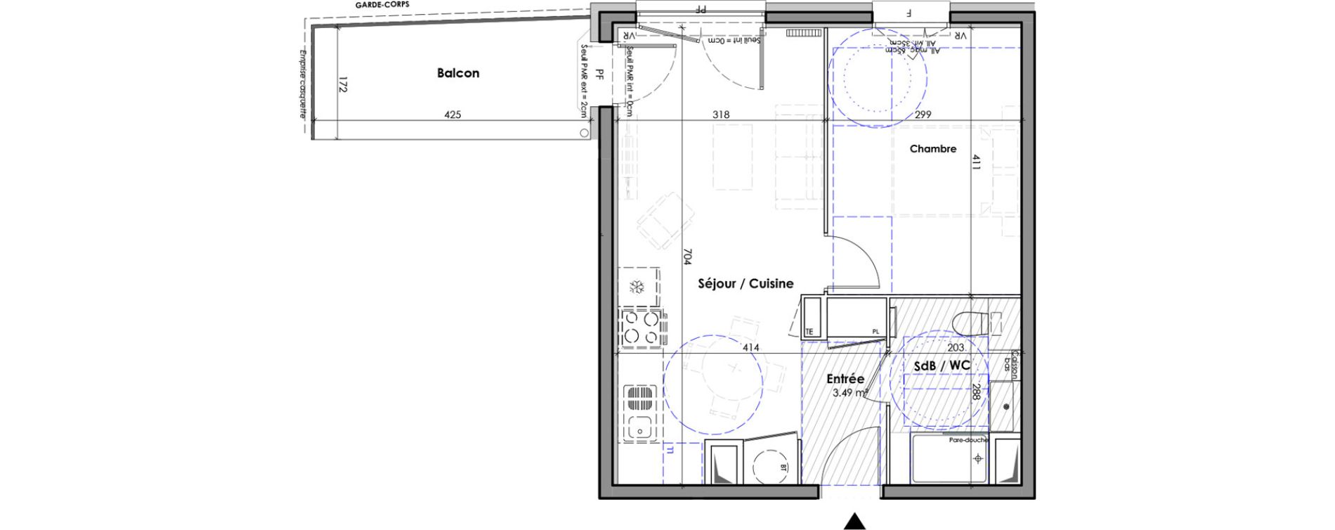 Appartement T2 de 41,60 m2 &agrave; Claix Centre bourg