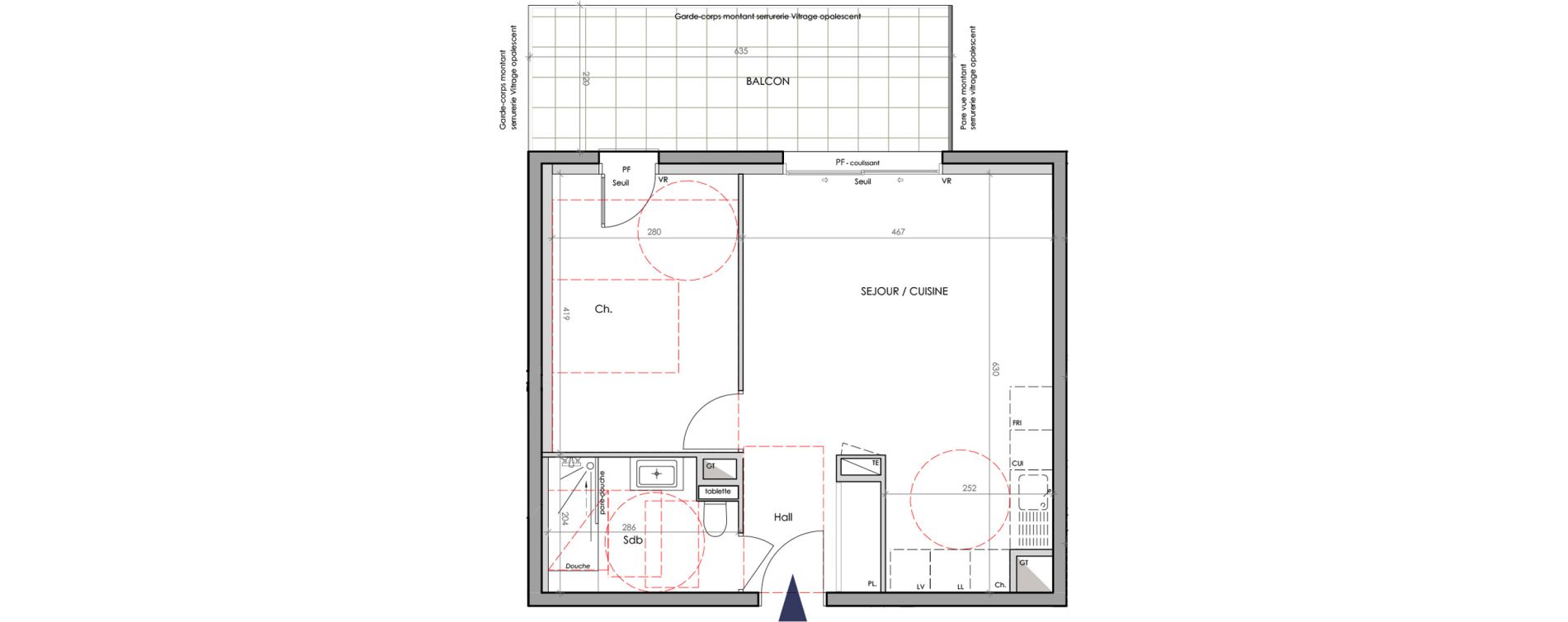 Appartement T2 de 45,60 m2 &agrave; Claix Le coteau