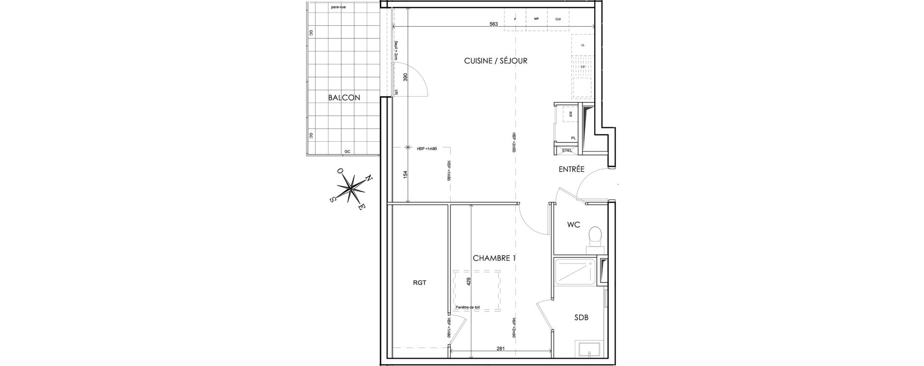 Appartement T2 de 45,86 m2 &agrave; Claix Centre