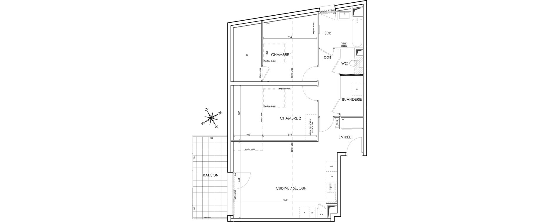 Appartement T3 de 65,61 m2 &agrave; Claix Centre