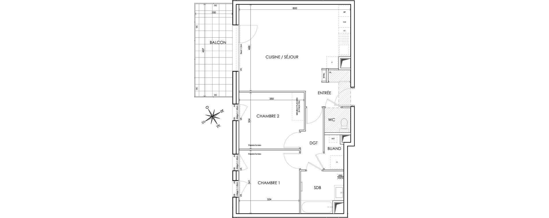 Appartement T3 de 62,92 m2 &agrave; Claix Centre