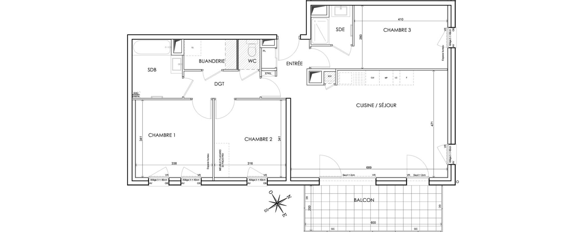 Appartement T4 de 88,08 m2 &agrave; Claix Centre