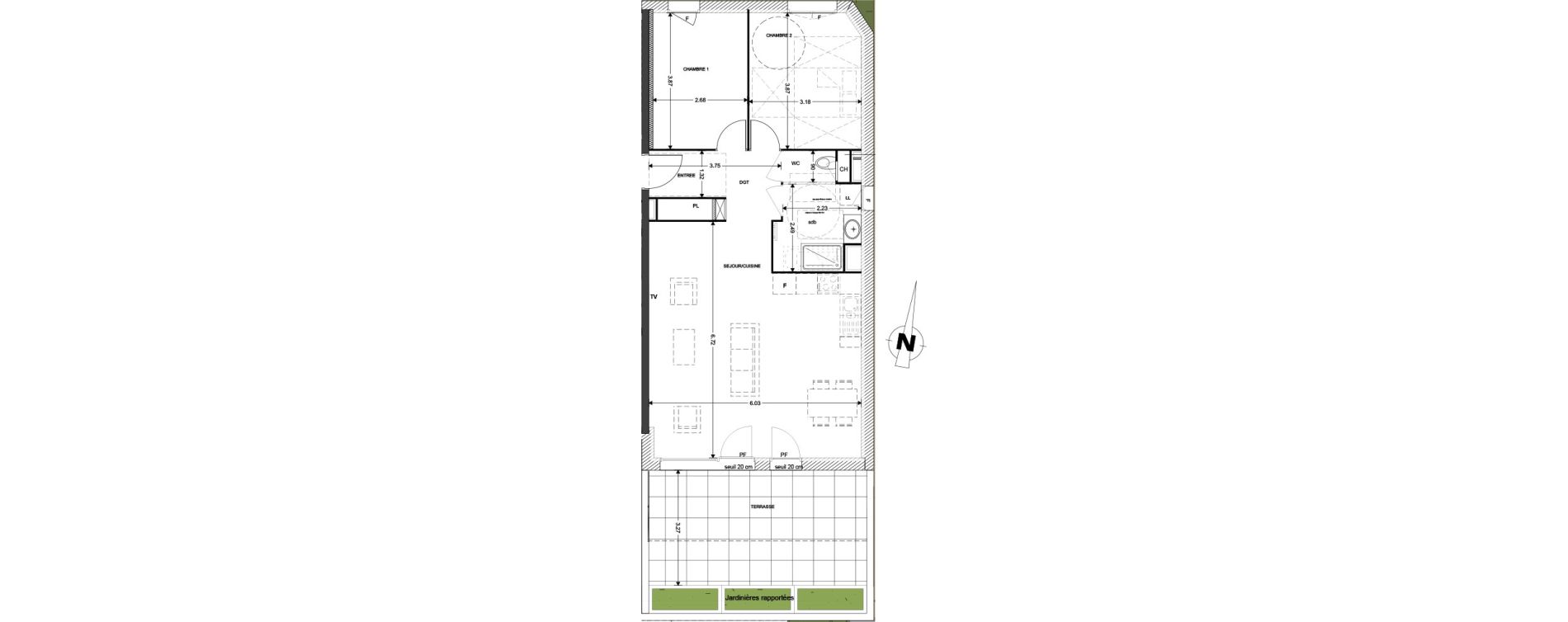 Appartement T3 de 73,32 m2 &agrave; Claix Centre