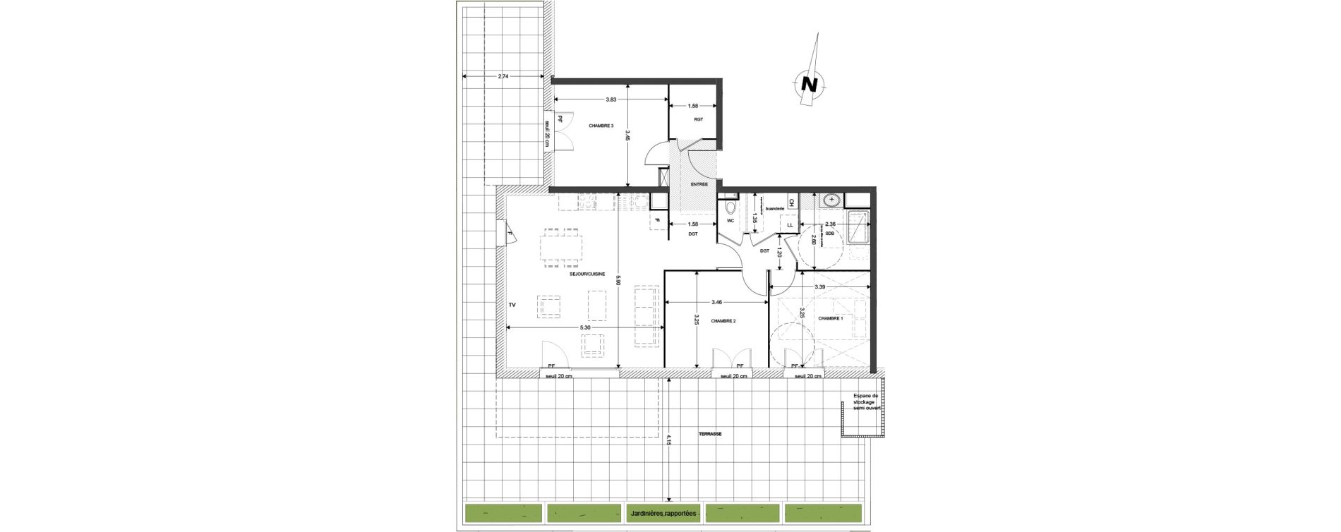 Appartement T4 de 88,67 m2 &agrave; Claix Centre