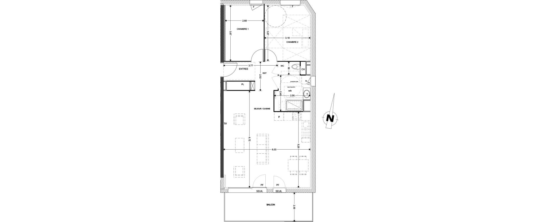 Appartement T3 de 73,34 m2 &agrave; Claix Centre