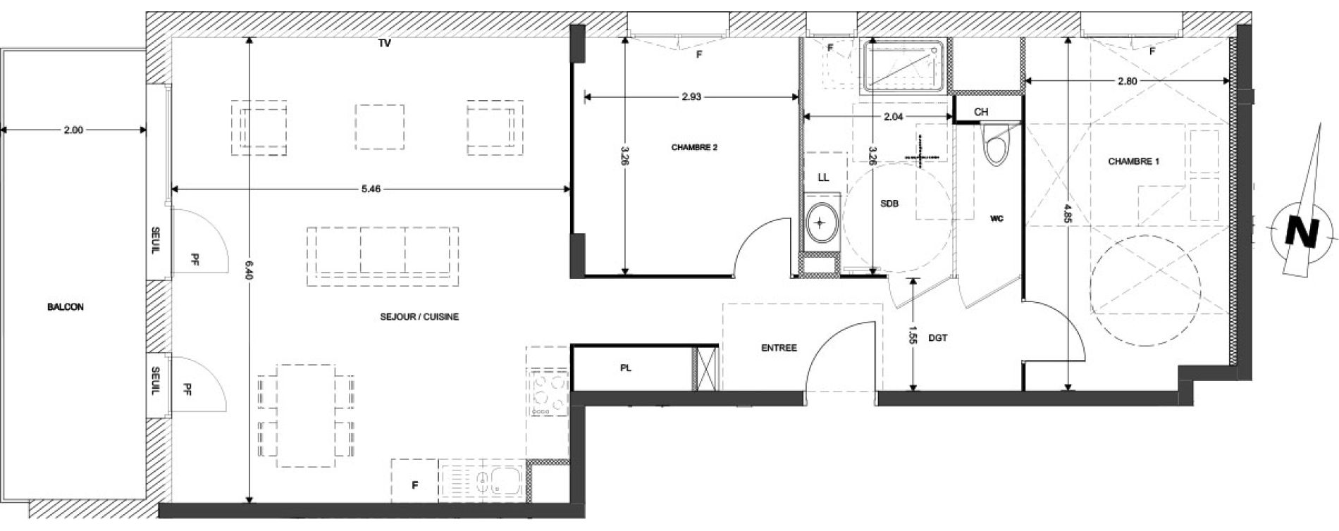 Appartement T3 de 75,71 m2 &agrave; Claix Centre