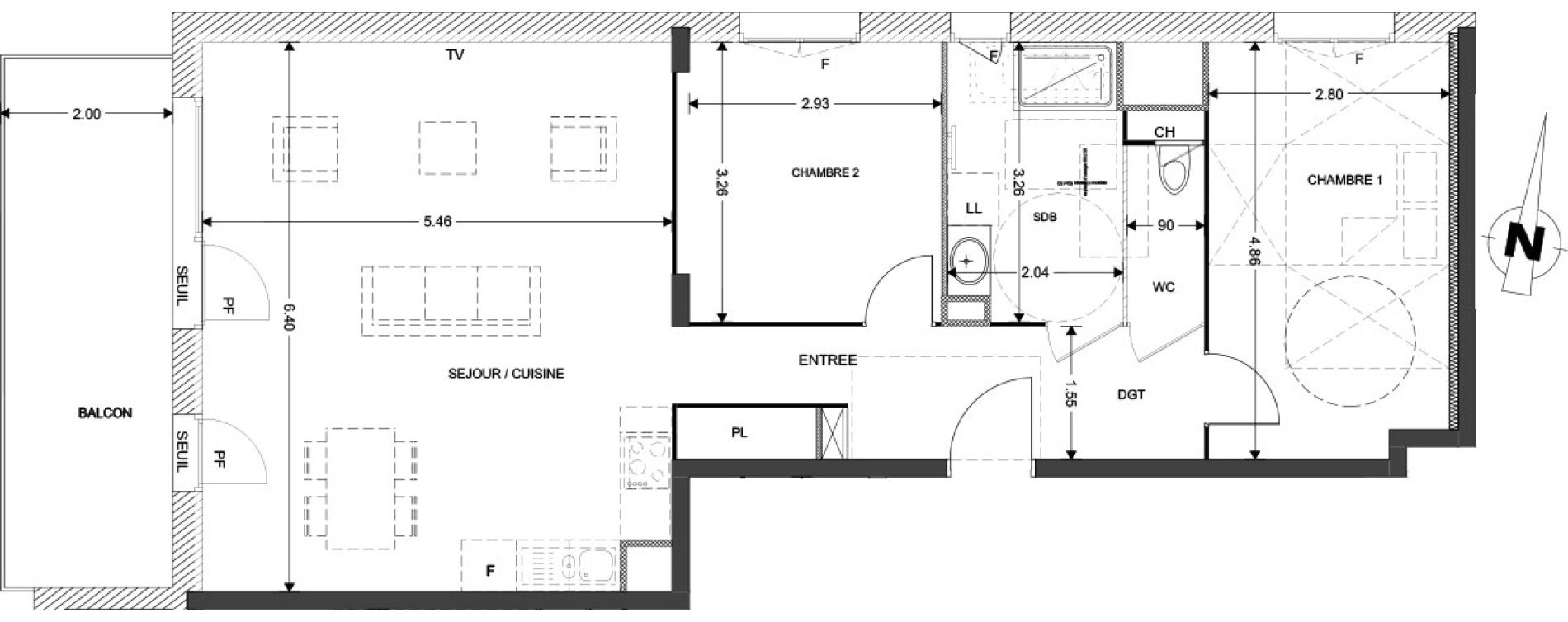 Appartement T3 de 75,69 m2 &agrave; Claix Centre
