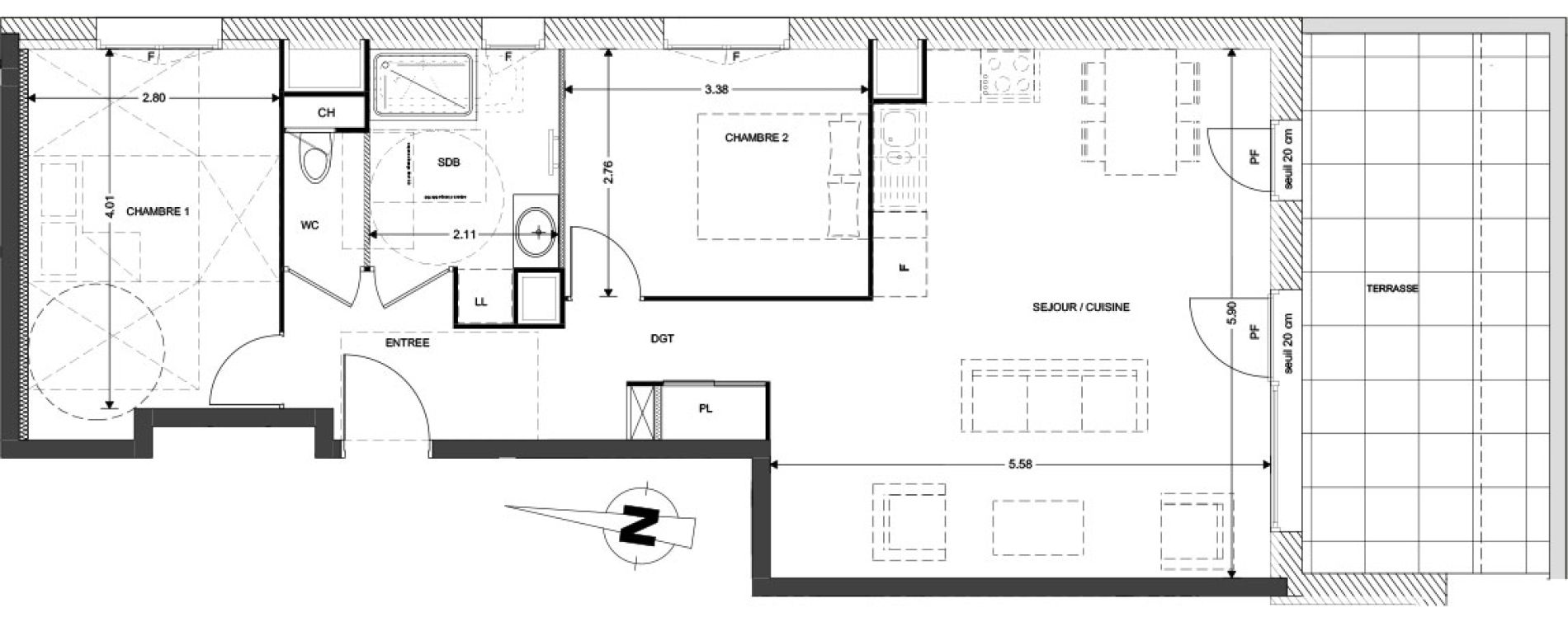 Appartement T3 de 65,67 m2 &agrave; Claix Centre