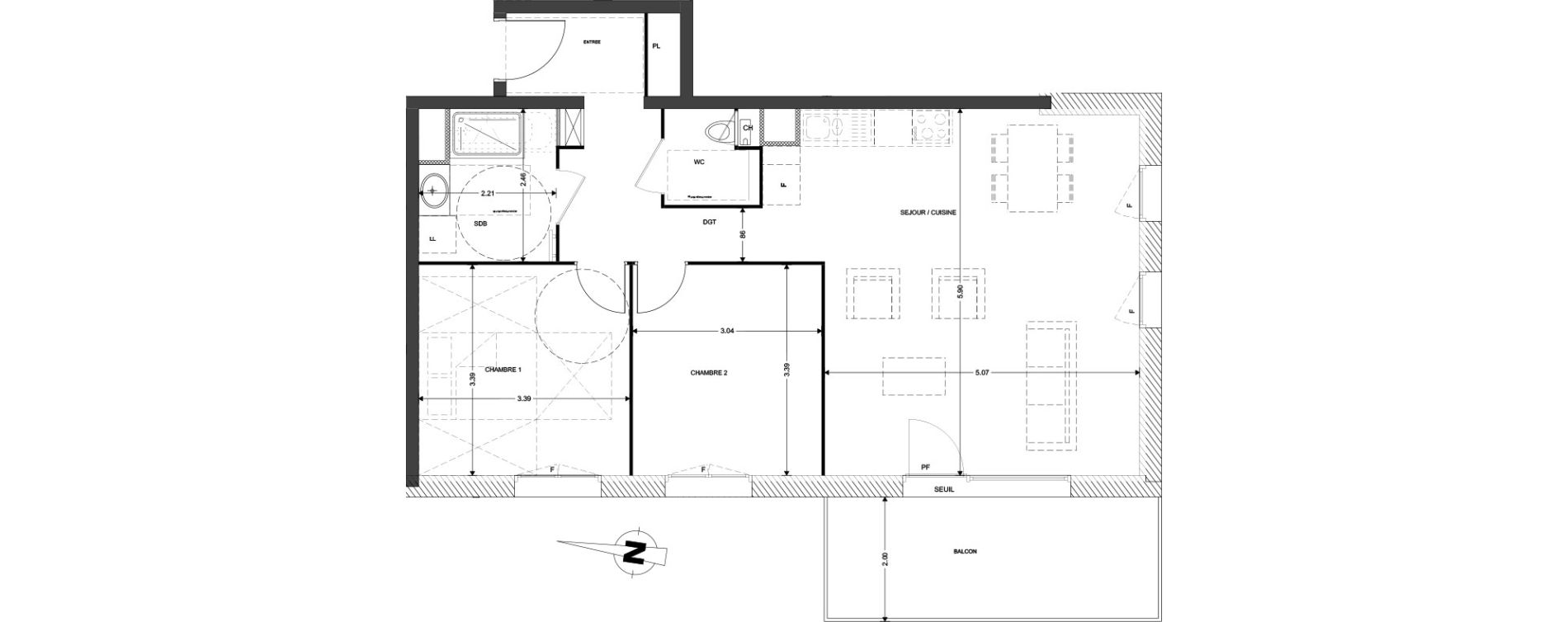 Appartement T3 de 70,16 m2 &agrave; Claix Centre