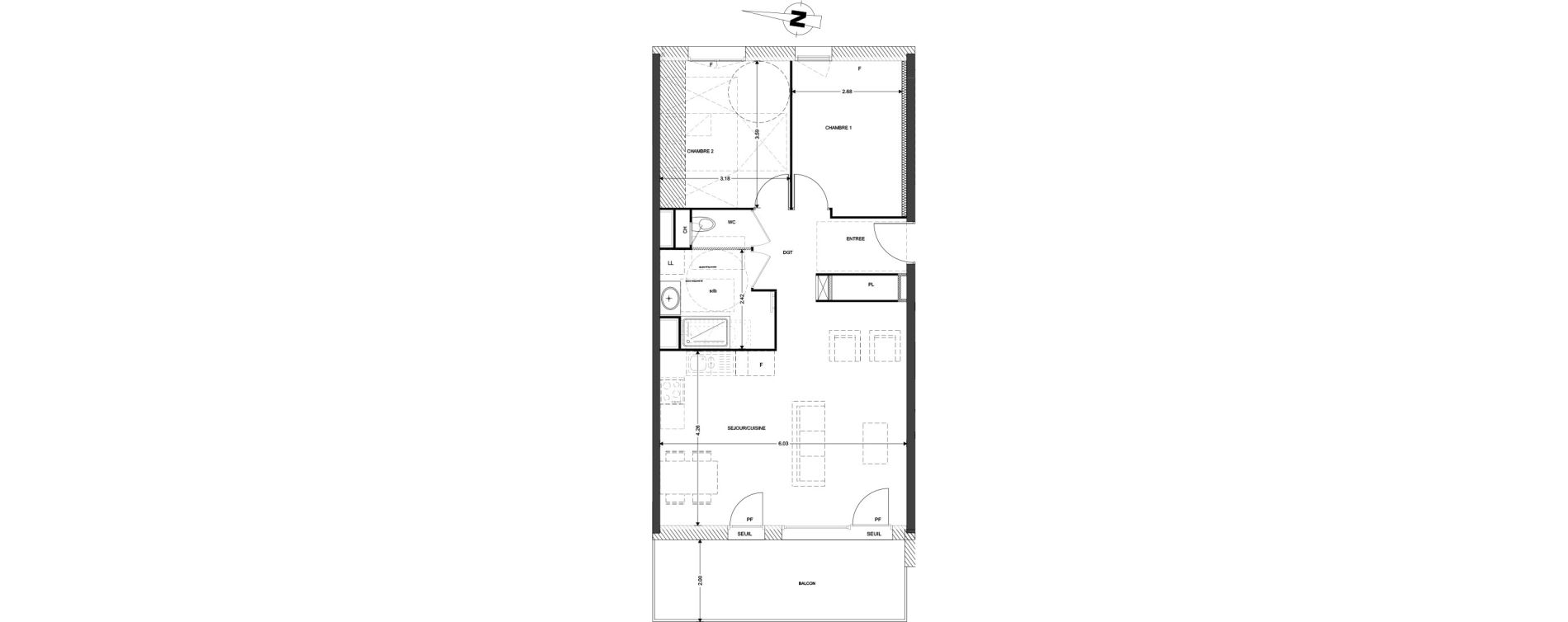 Appartement T3 de 65,30 m2 &agrave; Claix Centre