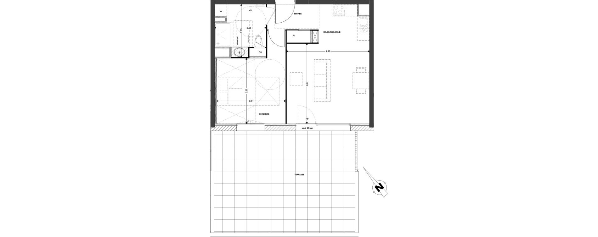 Appartement T2 de 43,06 m2 &agrave; Claix Centre
