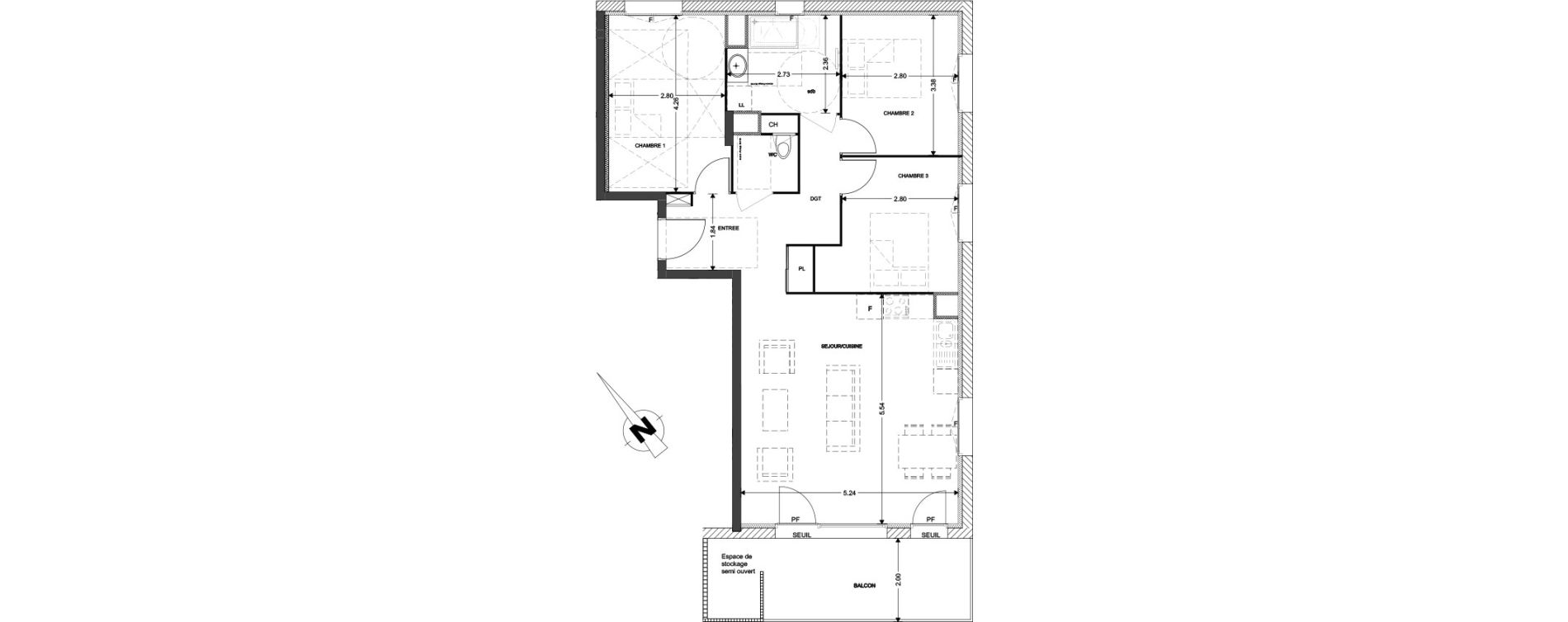 Appartement T4 de 78,63 m2 &agrave; Claix Centre