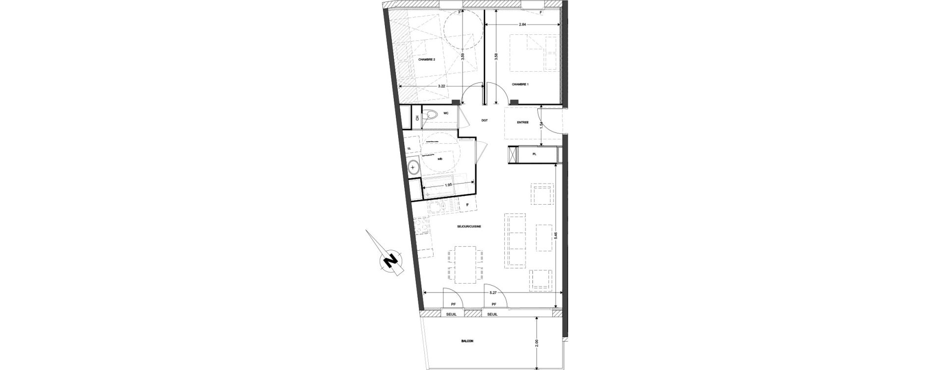 Appartement T3 de 64,73 m2 &agrave; Claix Centre