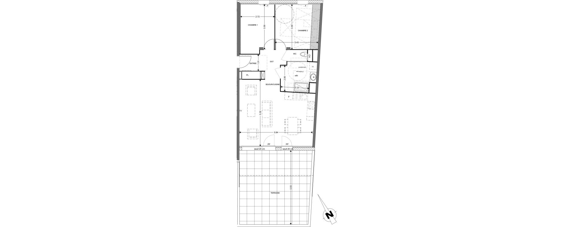 Appartement T3 de 67,23 m2 &agrave; Claix Centre
